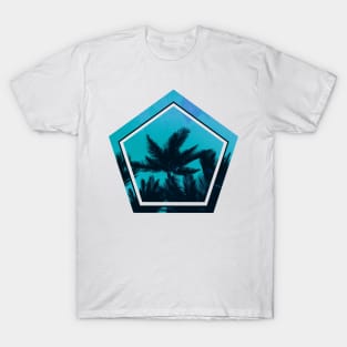 Beach palms ocean on a geometric shape T-Shirt